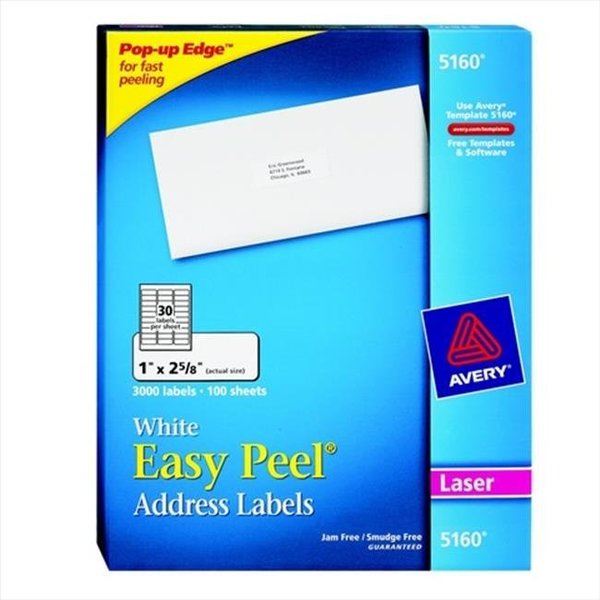 Avery Avery 075642 Paper Rectangle Permanent Self-Adhesive Address Label - White; 2 x 4 In. - Pack - 250 75642